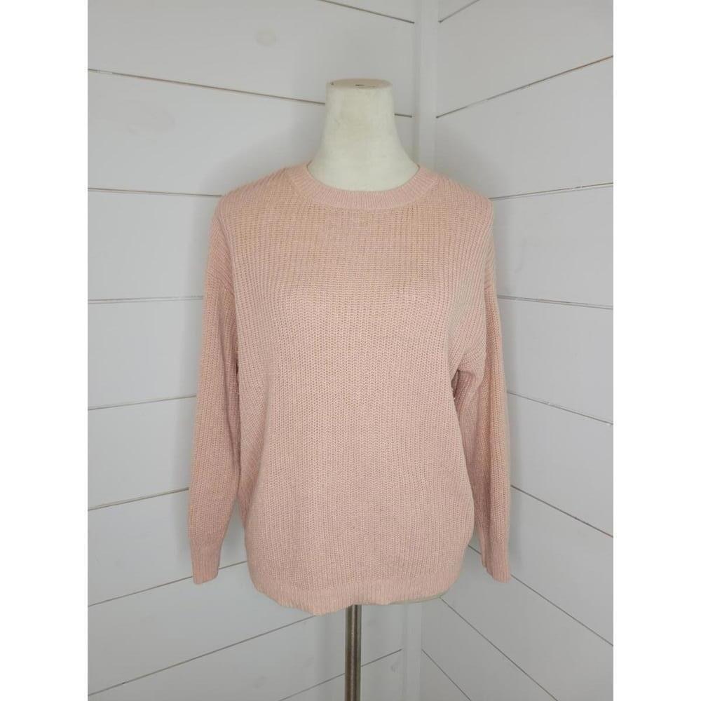 Emma's Expressions Maternity small pink crew neck sweater with bows in back